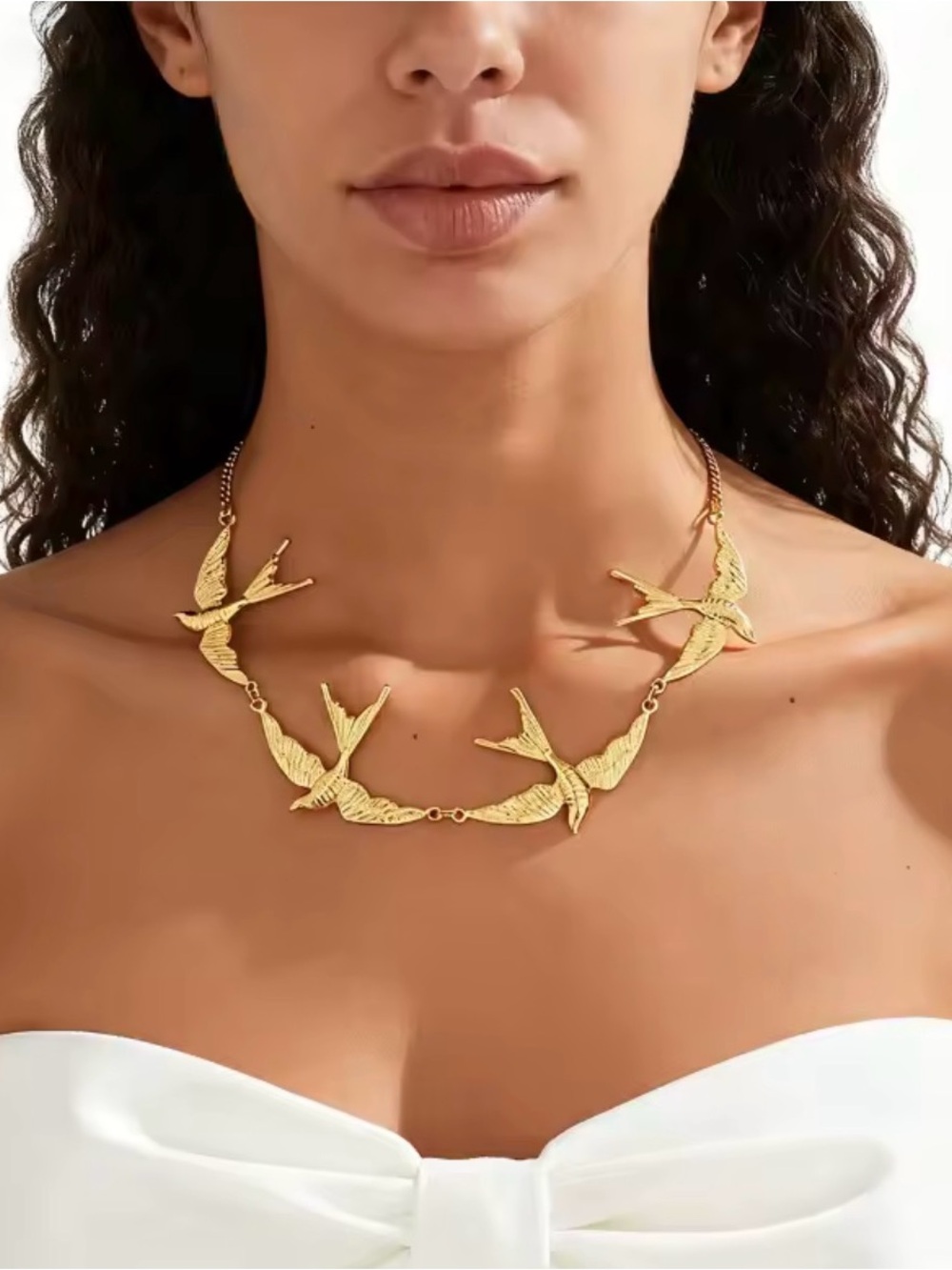Vintage Unique Golden Swallow Necklace, Niche Design Fashion Clavicle SET - Picture 3 of 7